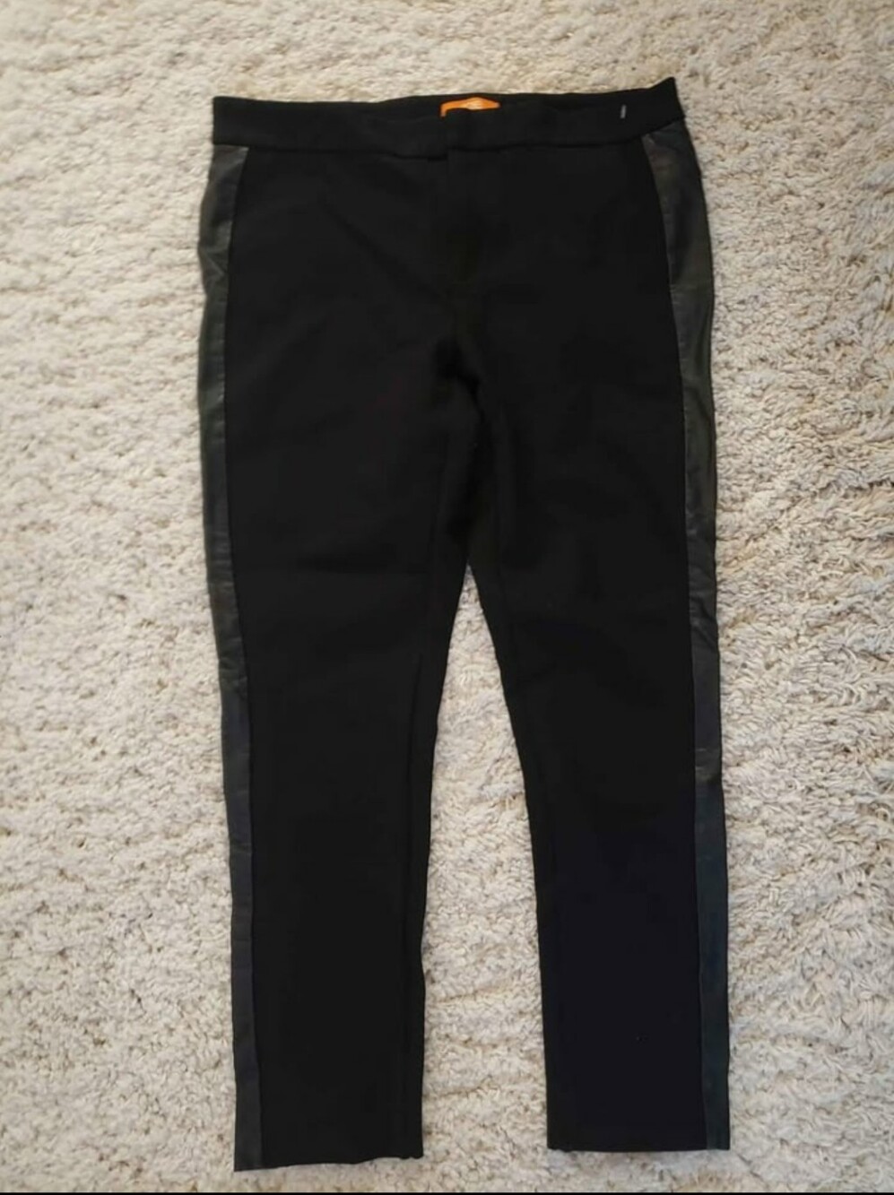Joe Fresh Black Leggings with Faux Leather Side Stripes